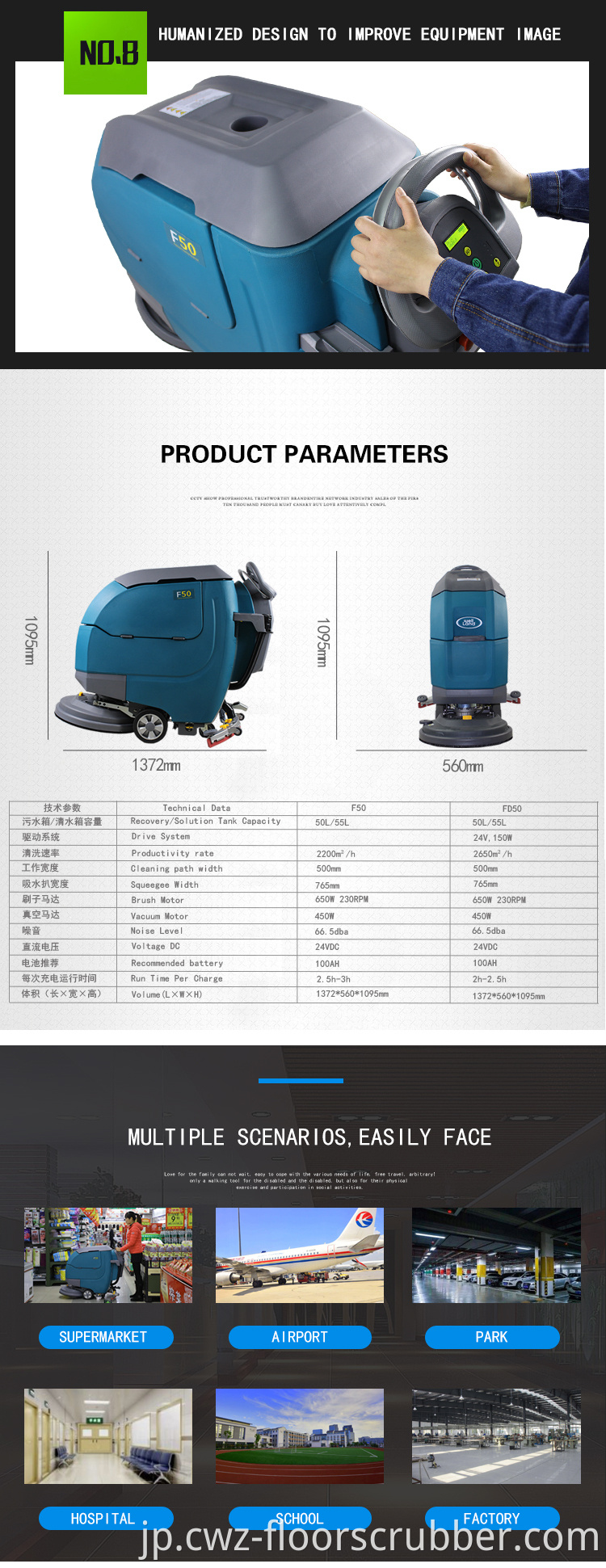 WL商業用工業用床掃除洗濯機